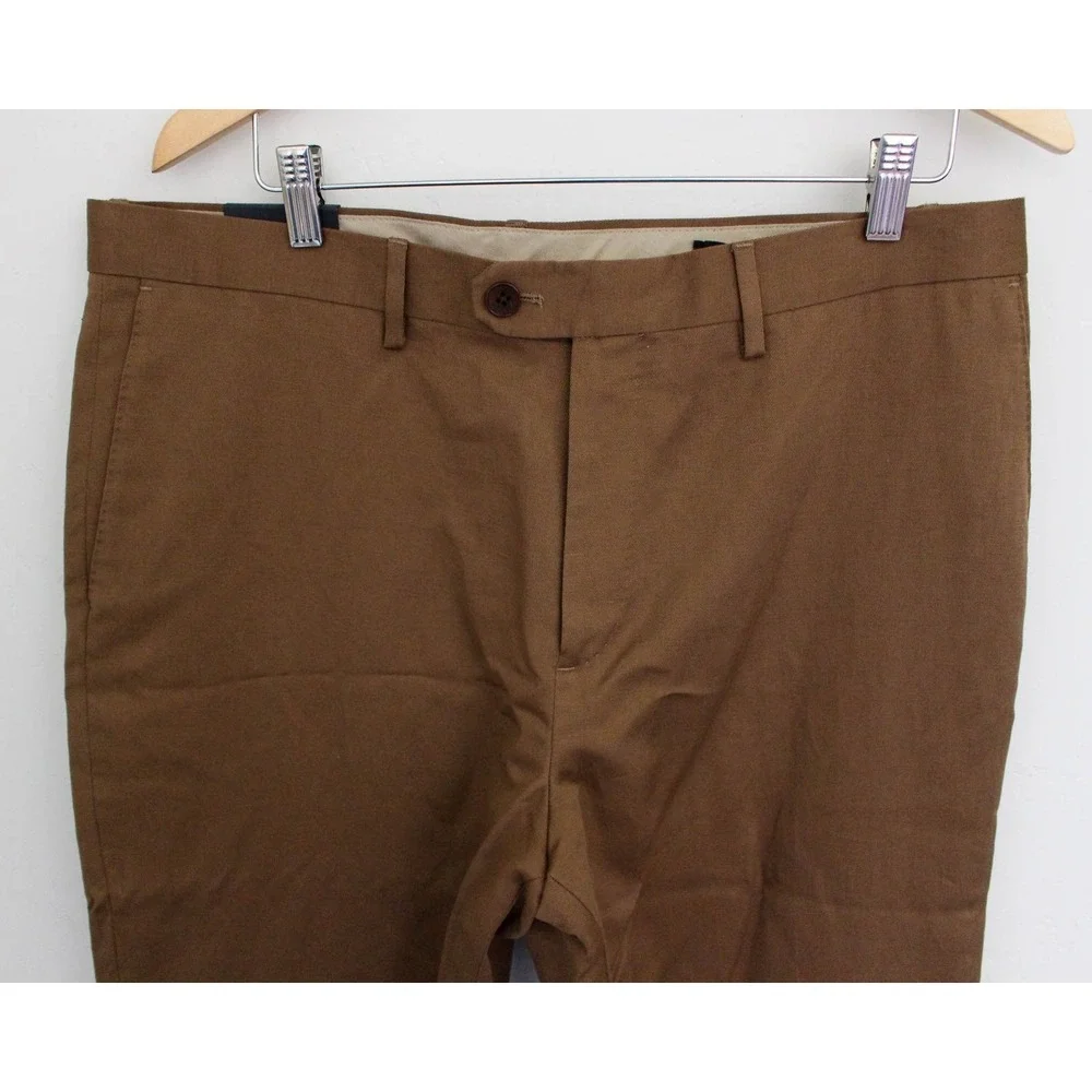 Banana Republic Dress Pants Mens 36 x 33 Brown‎ Linen Blend Italian Fabric Slim